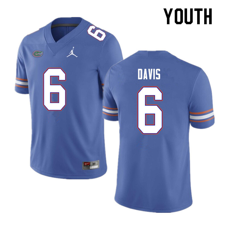 Youth #6 Shawn Davis Florida Gators College Football Jerseys Sale-Blue